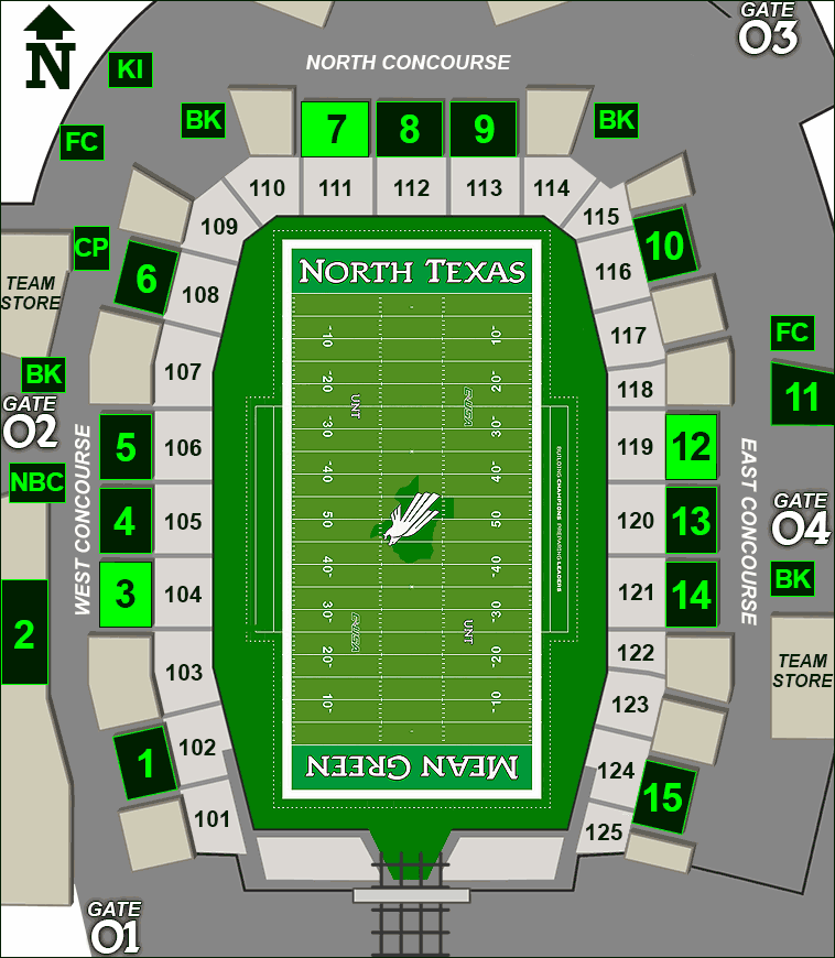 Apogee Stadium concessions map - Beth Marie's Ice Cream